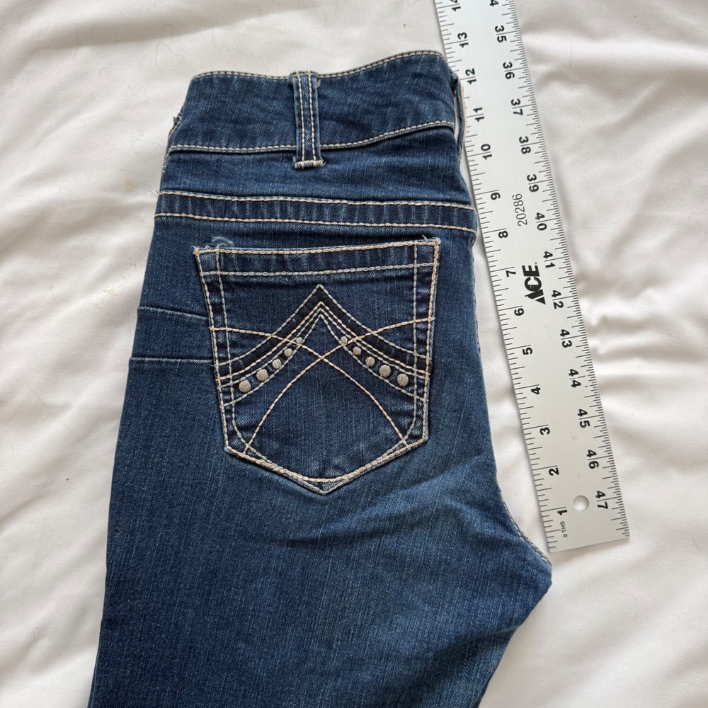 Ariat REAL Denim Womens Slim Bootcut Jeans Dark Wash Studded Pockets Size 28L - Picture 6 of 7